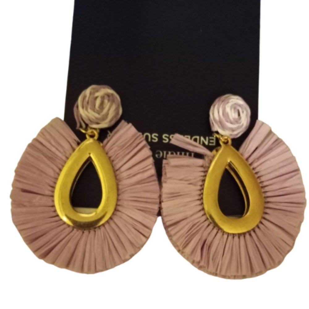 Pretty Pale Pink Light Boho Fringe Earrings - Picture 1 of 3